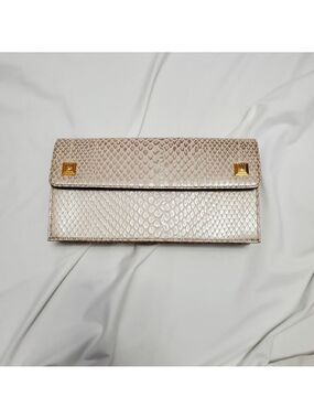 Gianni Versace Snakeskin Wallet Medusa Head Gold Italy